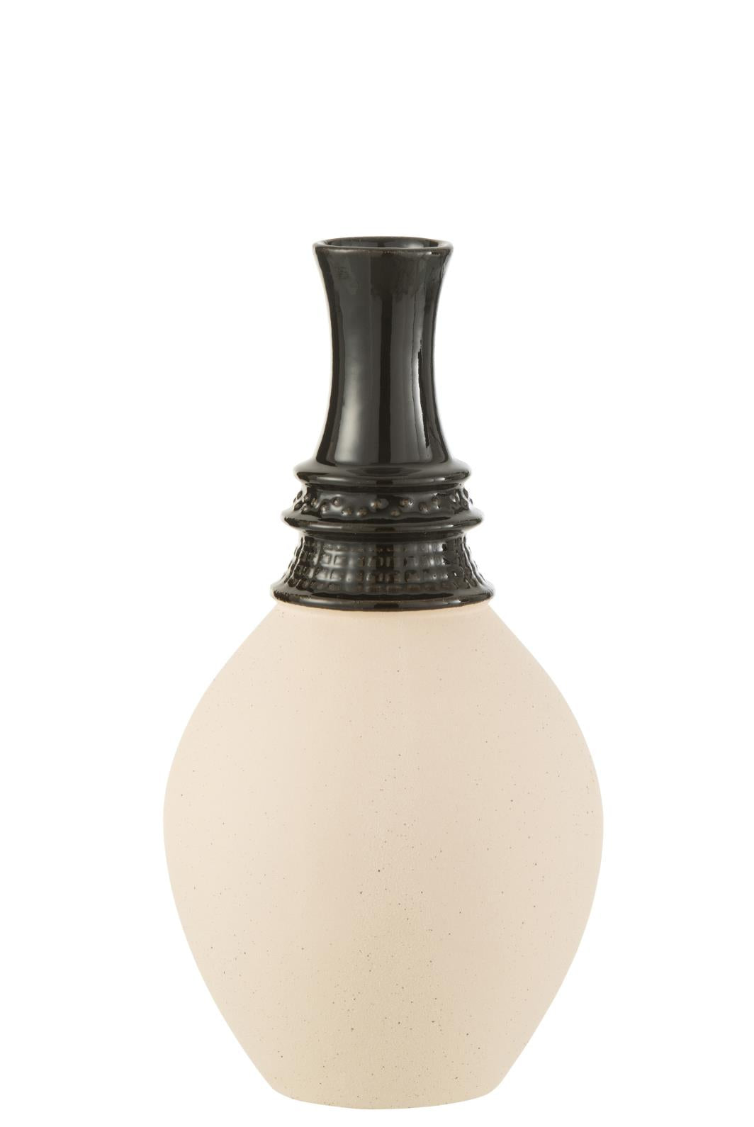 VASE HALS HOCH KERAMIK SCHWARZ/BEIGE LARGE