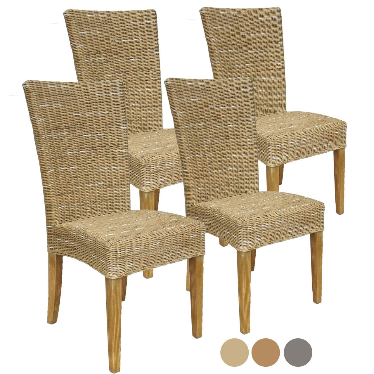 Esszimmer Stühle Rattanstühle Set Cardine 4 Stück mit/ohne Sitzkissen