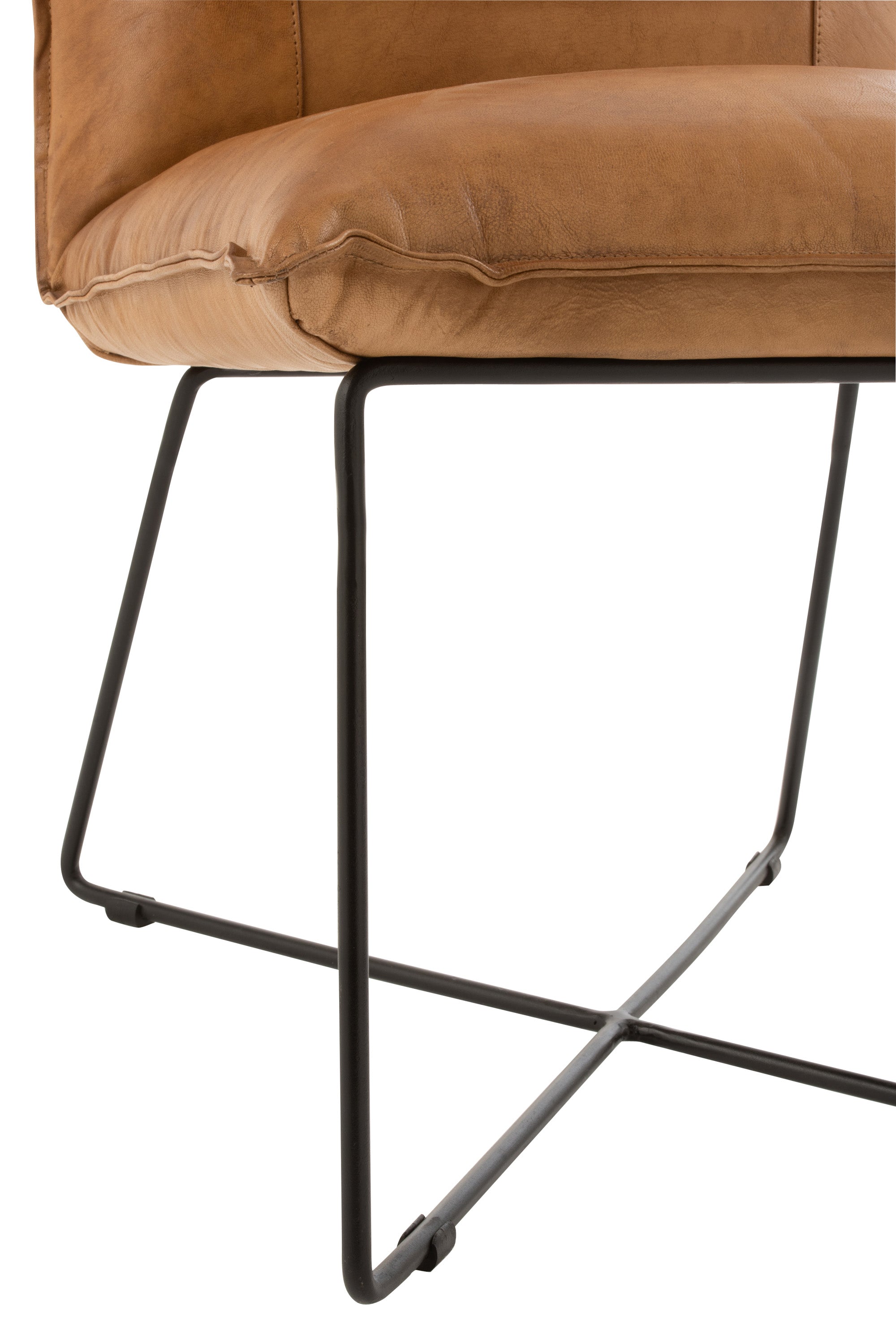 LOUNGE STUHL AVI LEDER/EISEN CAMEL (56,5x65,5x85,5cm)(2x)