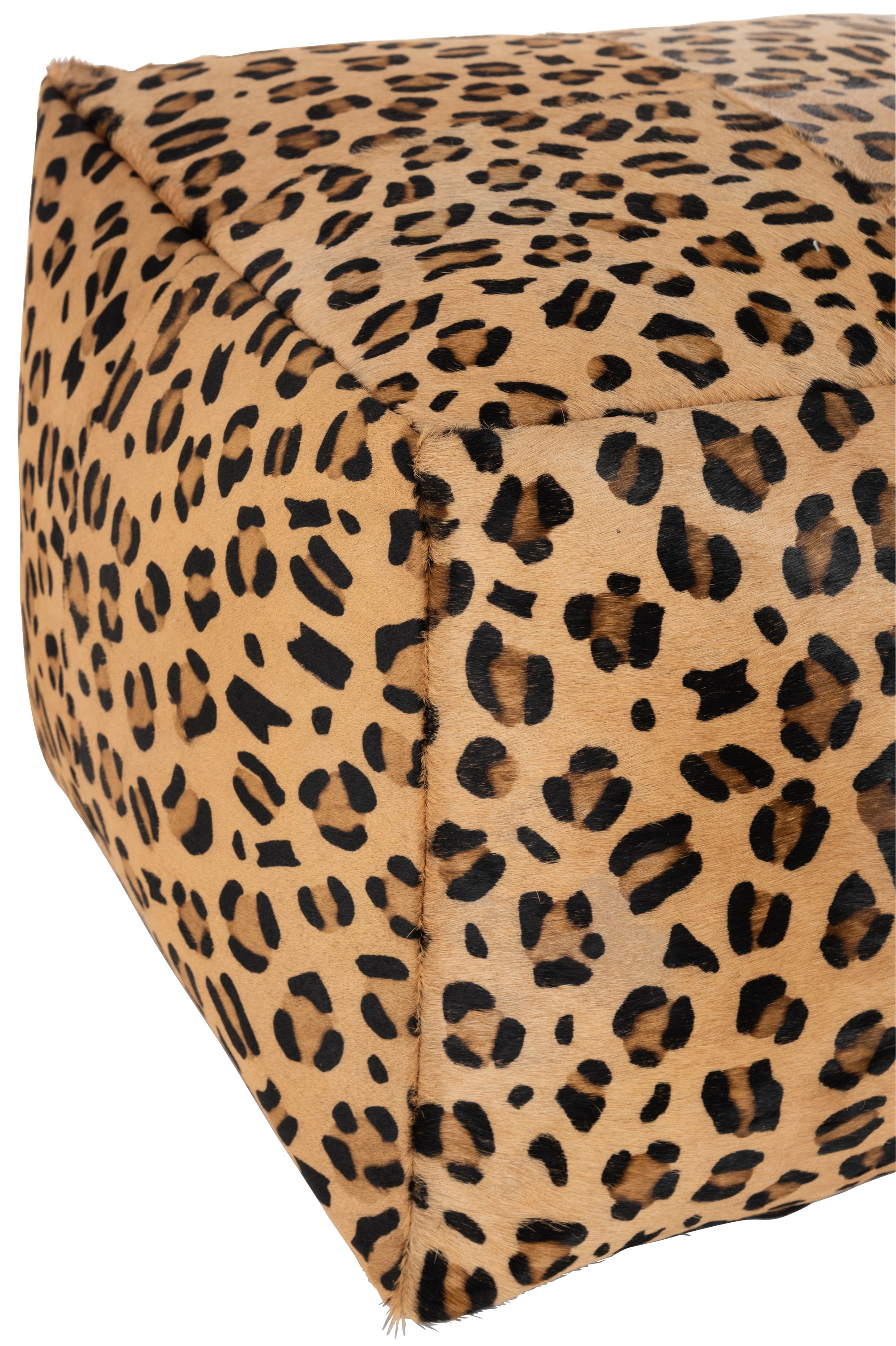 POUF LEOPARD VIERECKIG LEDER MIX (45x45x33cm)