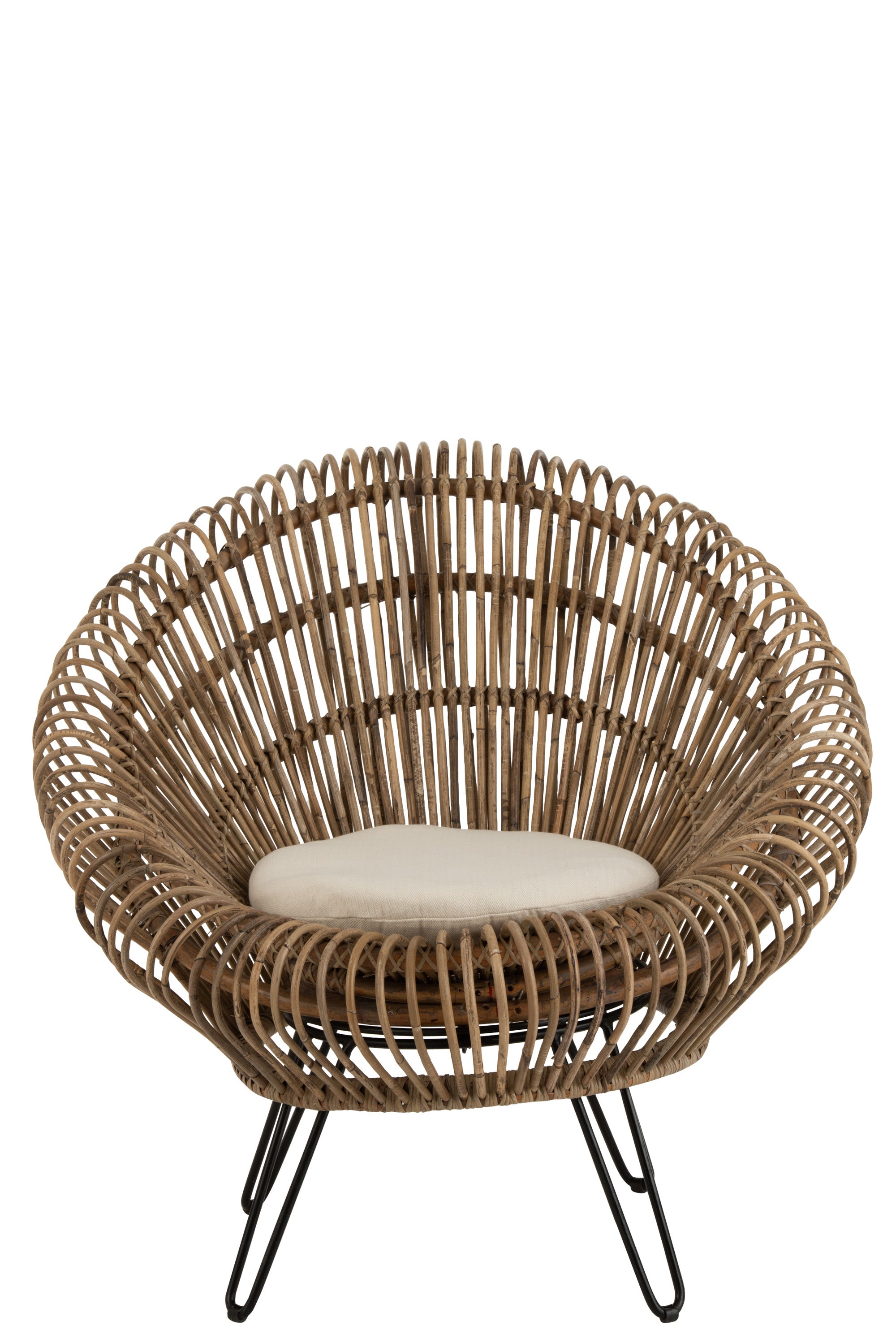 LOUNGE STUHL "VIVI" MIT KISSEN RATTAN NATUR/EISEN