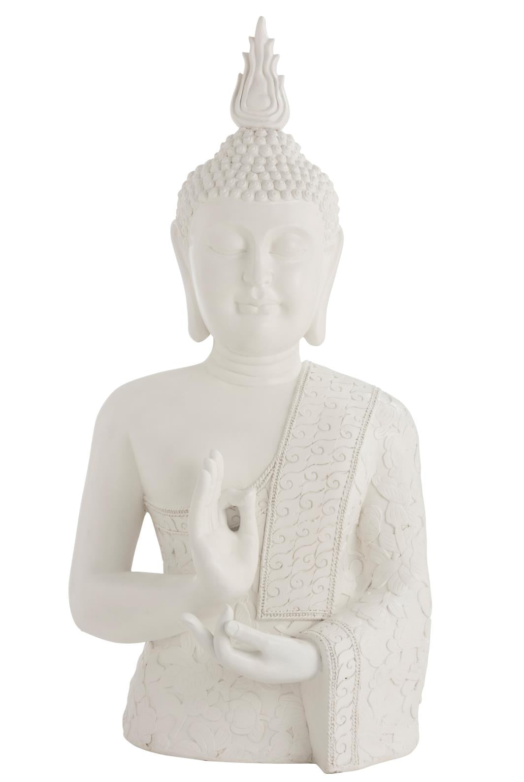 BUDDHA ZEN POLYRESIN WEISS (62x42x124cm)