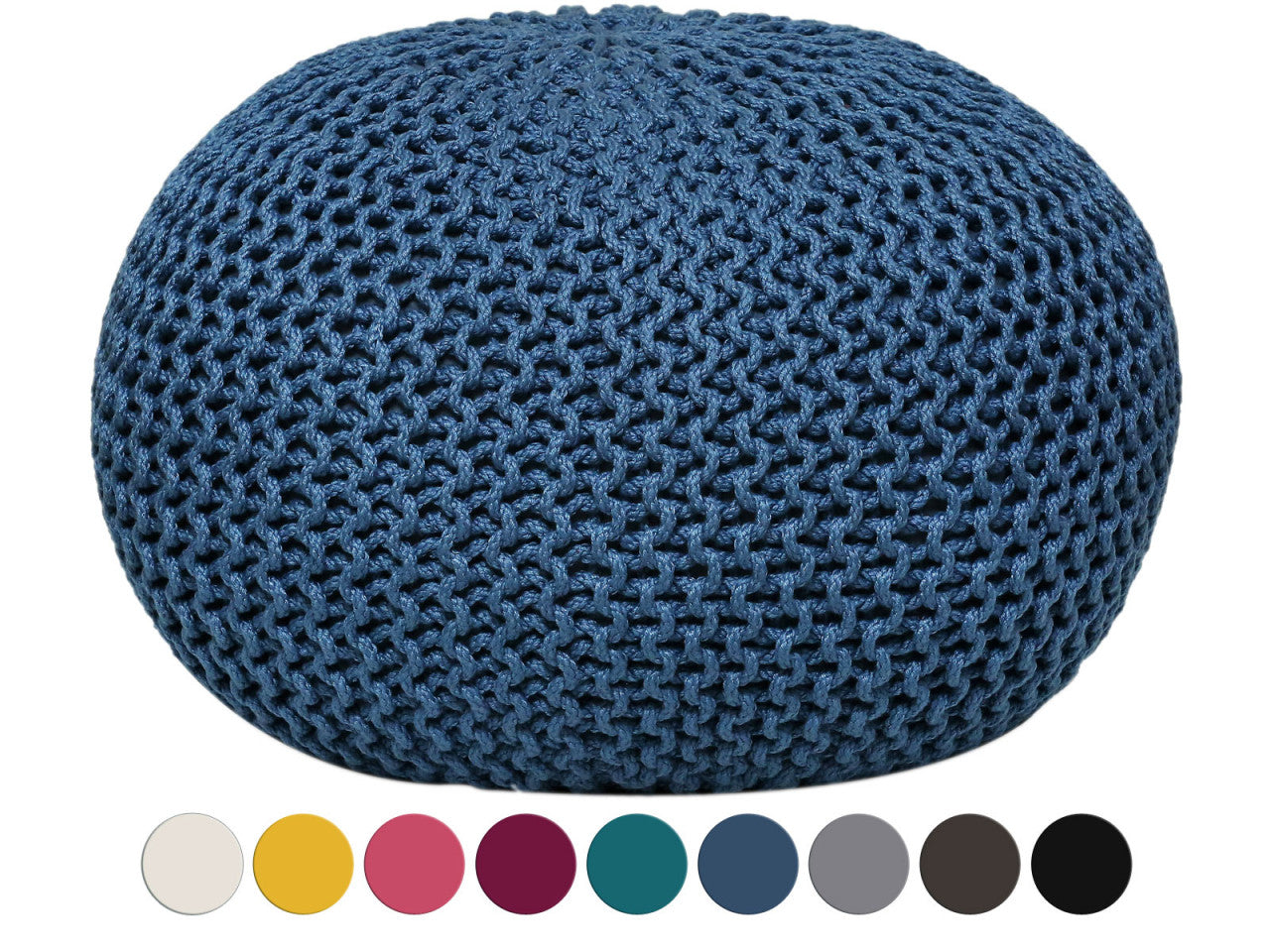 Pouf wasserfest Sitzpouf 100% Outdoor Grobstrick-Optik Ø 55 cm extrahoch 37 cm Garten draußen