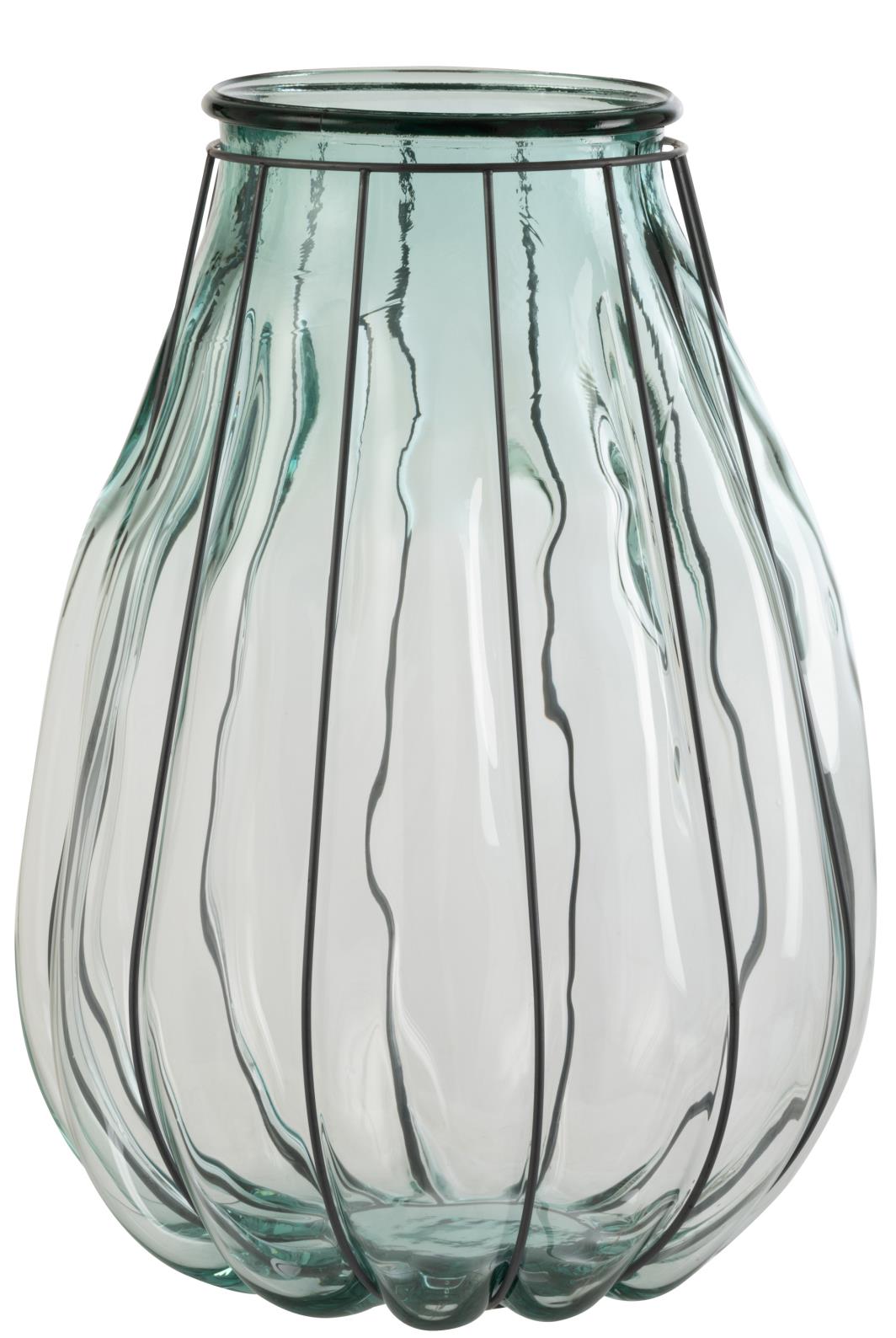 VASE FUSION GLAS/METALL BLAU GRÖSSE L (34,5x34,5x51,5cm)