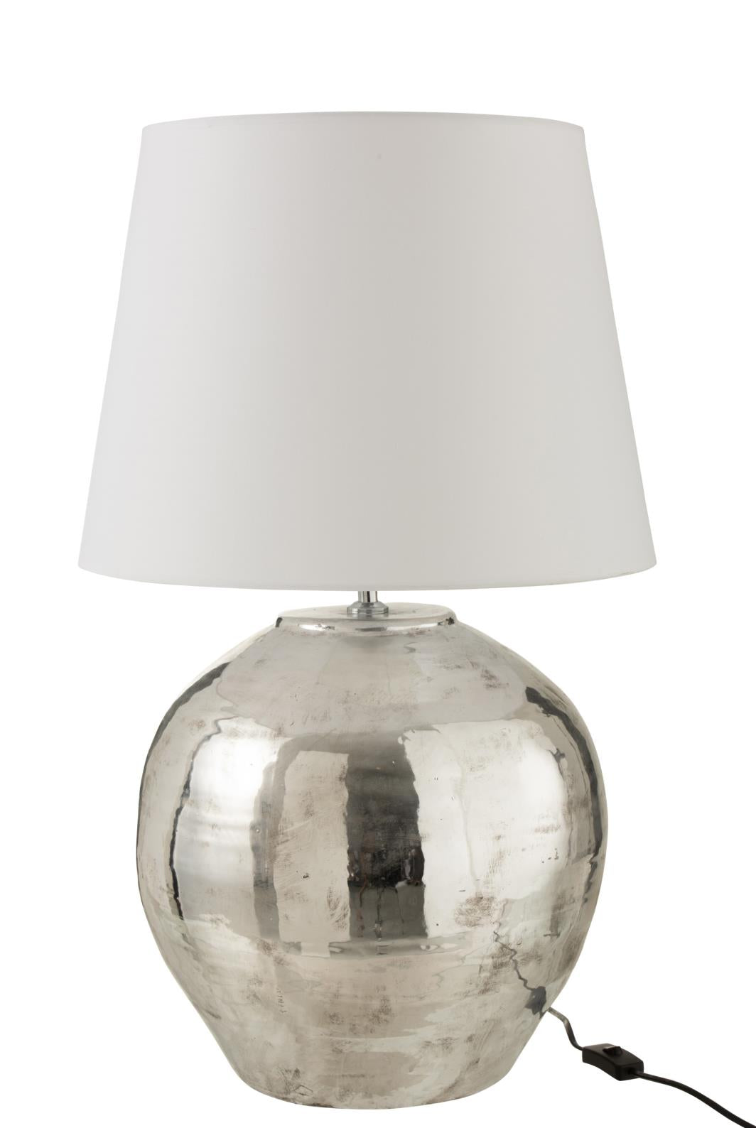 TISCHLAMPE ARYA TON/TEXTIL SILBER/WEISS (37x37x73cm)