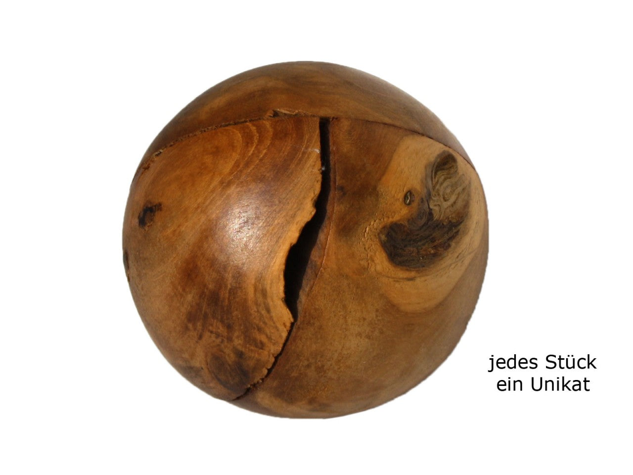 Handgefertigtes 5-er Set Wurzelholz-Kugel, Teak Ø 8 cm, vollmassiv, zusammengefügt