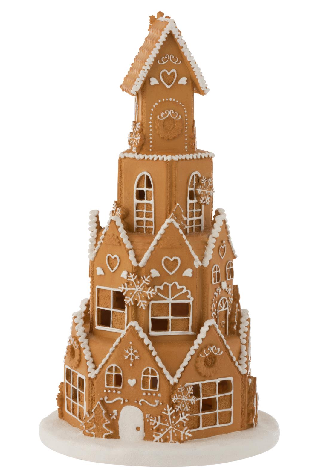 LEBKUCHENHAUS TURM LED POLYRESIN BRAUN (26,5x26,5x47cm)