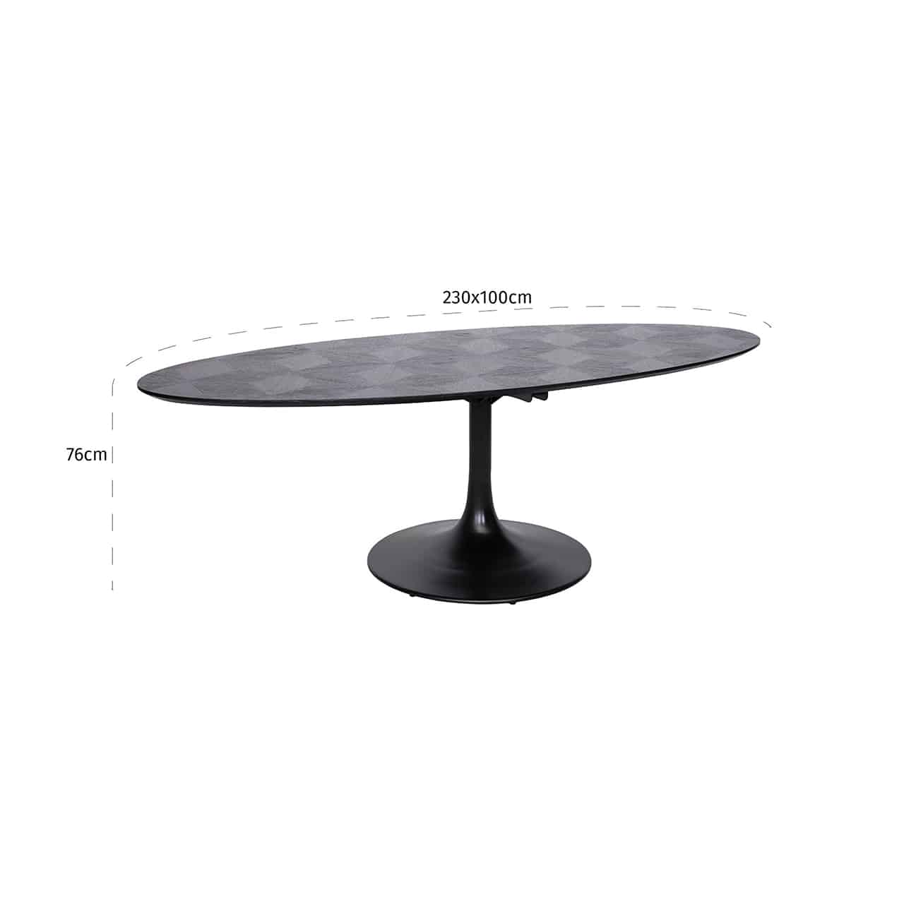 Blax Oval Dining Table 230 - eleganter Esstisch aus Holz und Metall in Schwarz für stilvolles Essen