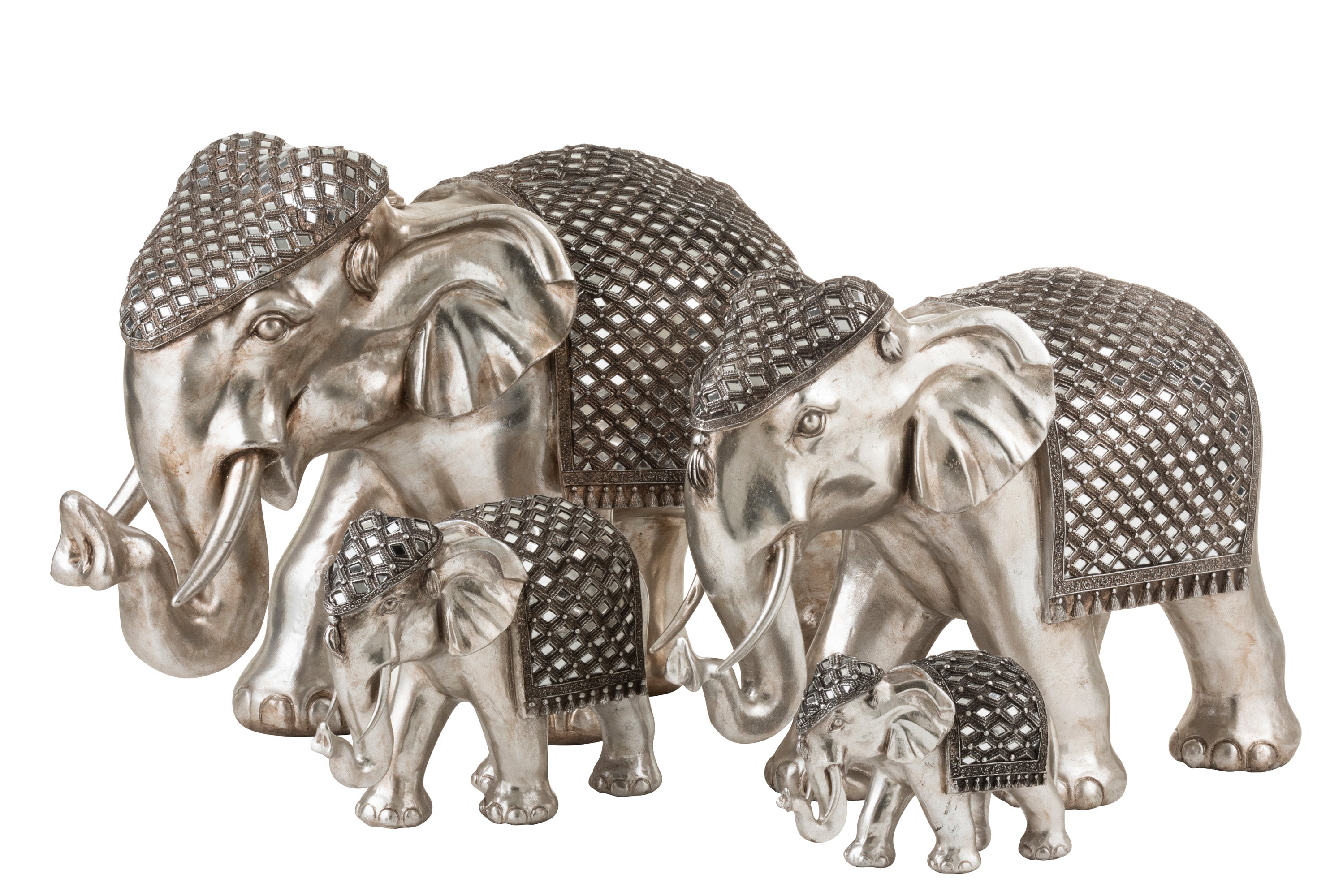 ELEFANT GLÄNZEND POLYRESIN SILBER GRÖSSE XL (71x32x46cm)