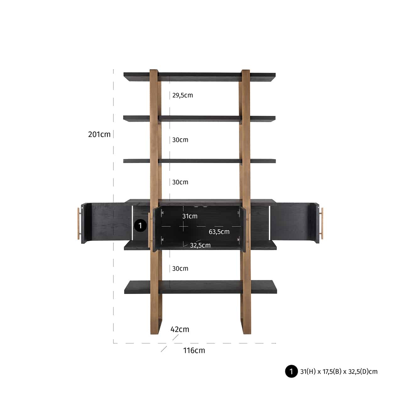 Display unit Cambon 4-doors 4-shelves7804richmond