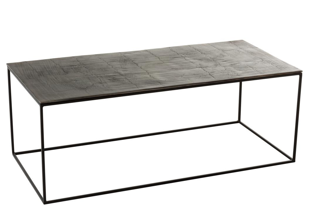 COUCHTISCH "OXIDICE" RECHTECKIG ALU/EISEN ANTIK SCHWARZ (110x50x40cm)