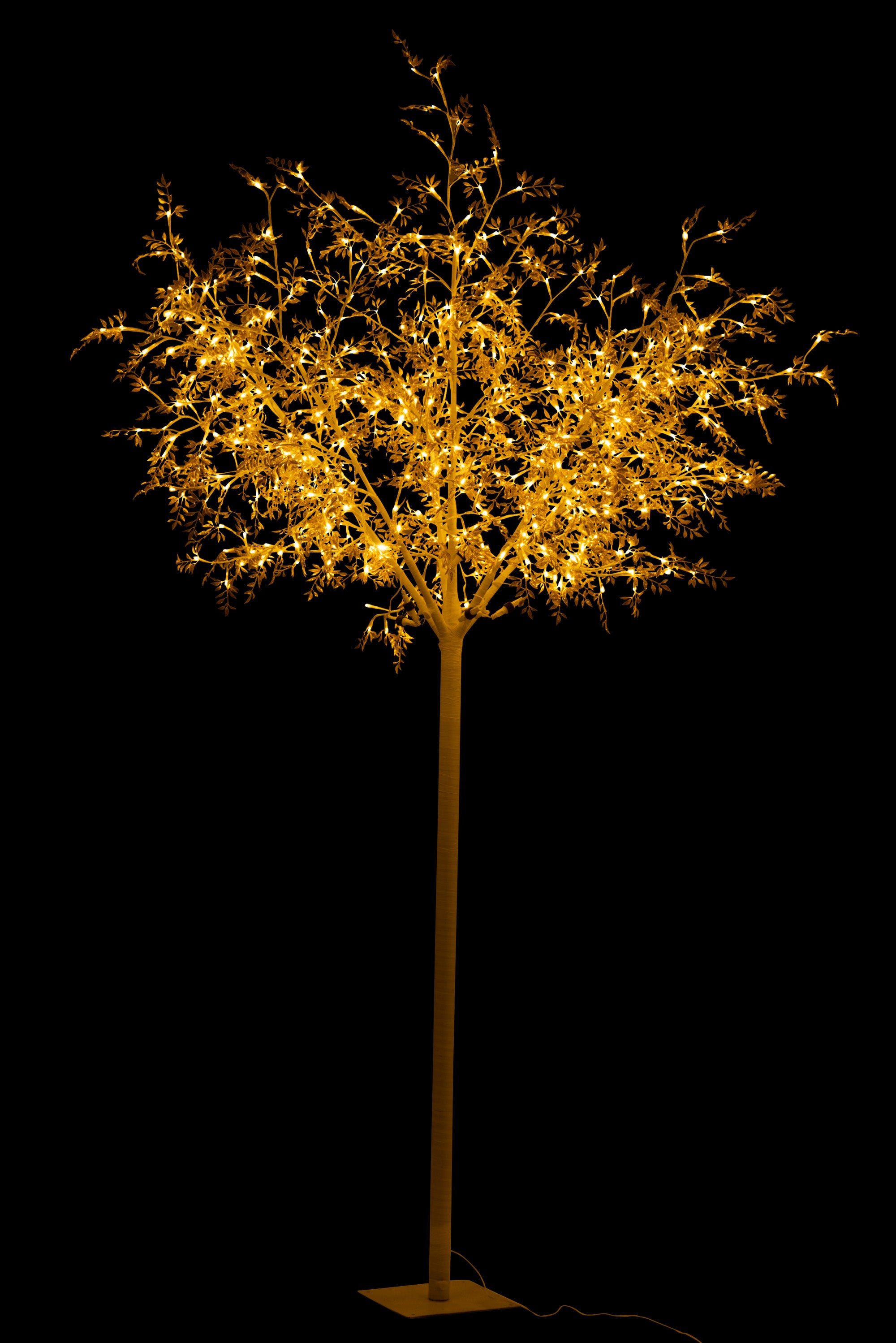 BAUM MIT BLÄTTERN GLITTER UND LED METALL GOLD GRÖSSE XL (130x130x243cm)