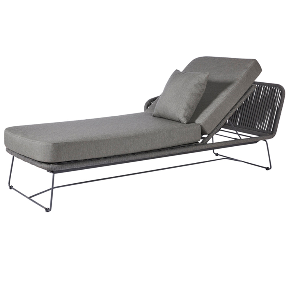 Milos Daybed -links- Dark grey -Rope-Dunkelgrau/Edelstahl Dunkelgrau/ inkl. Sitz-und Rückenkissen