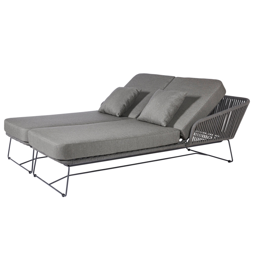 Milos Daybed -links- Dark grey -Rope-Dunkelgrau/Edelstahl Dunkelgrau/ inkl. Sitz-und Rückenkissen