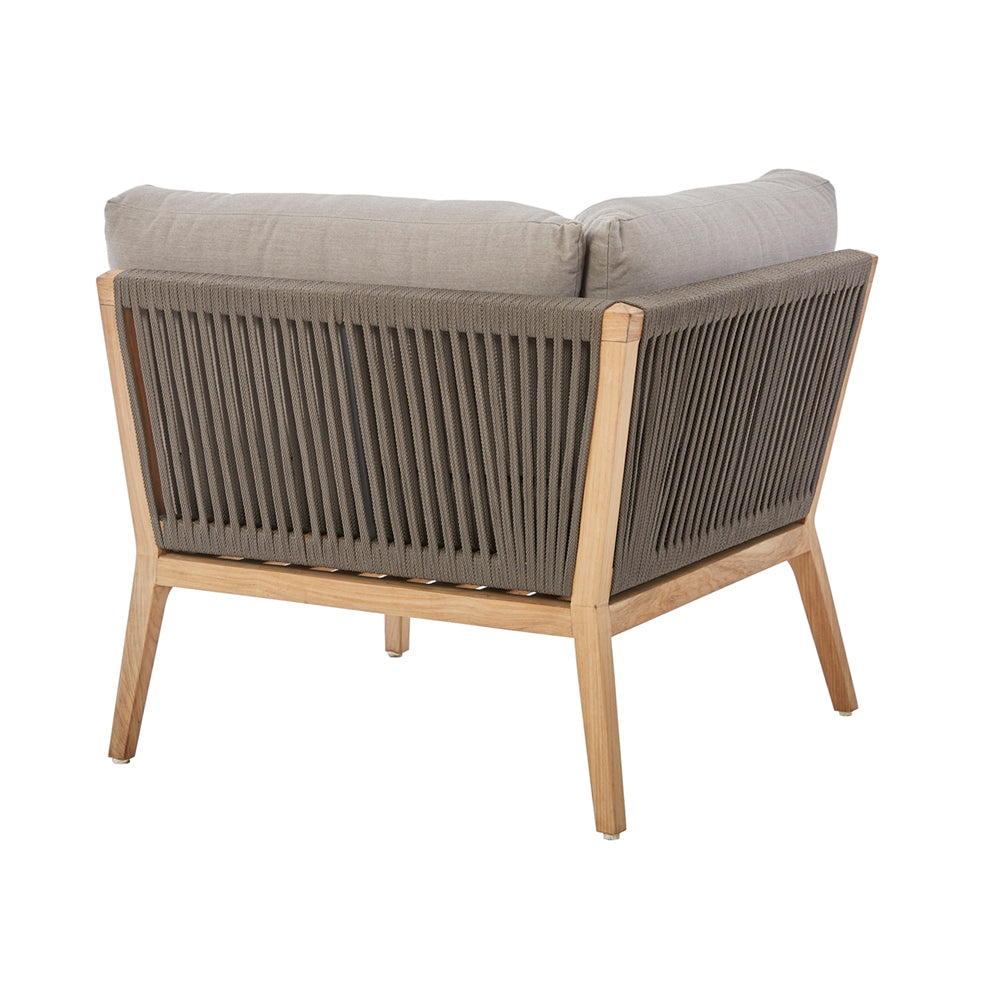 Lagos Modullounge -Eckteil- Rope Braun/ Recycled Teak inkl. Sitz- und Rückenkissen