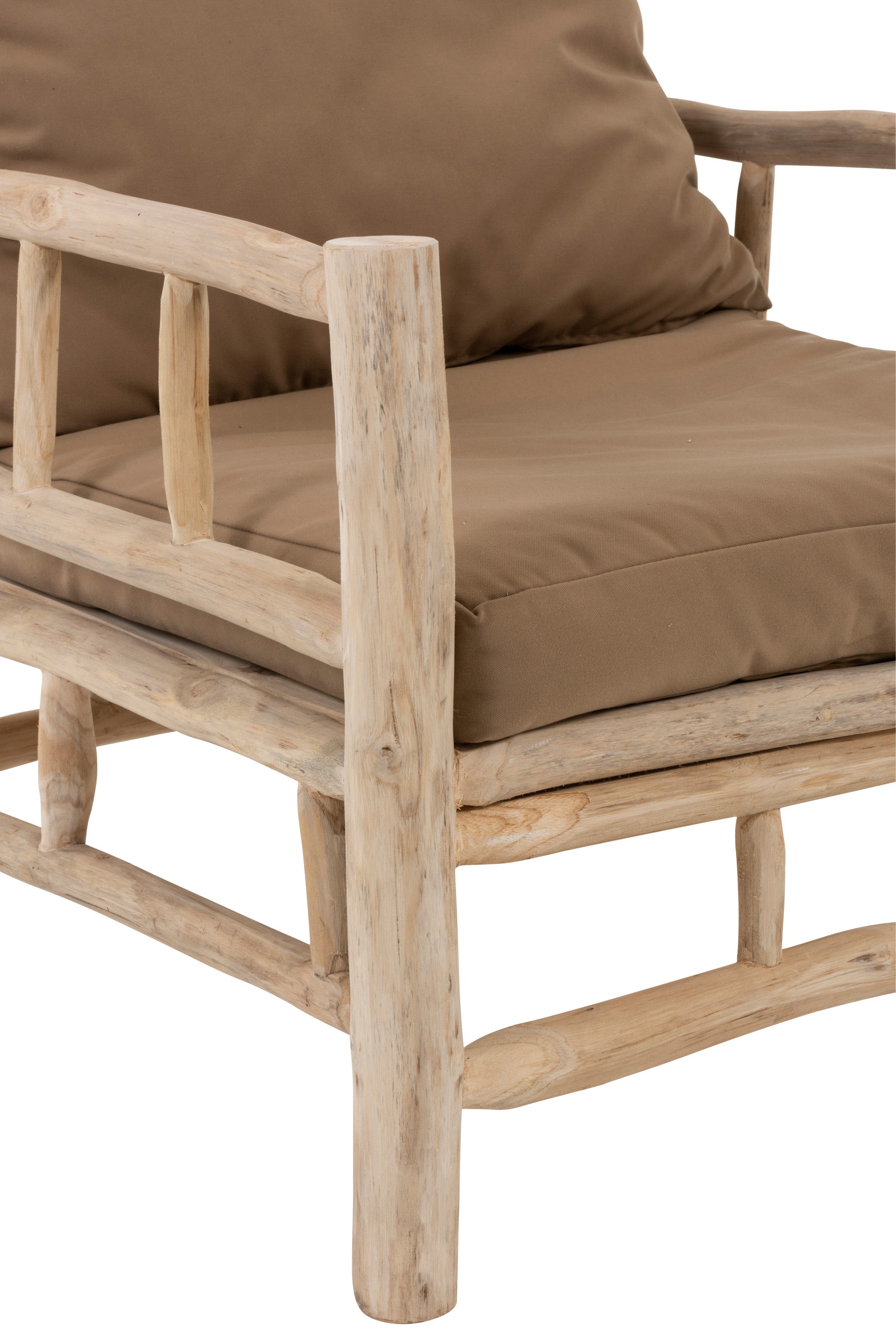 SESSEL TEAK INKL. POLSTER NATUR/BRAUN (75x90x90cm)