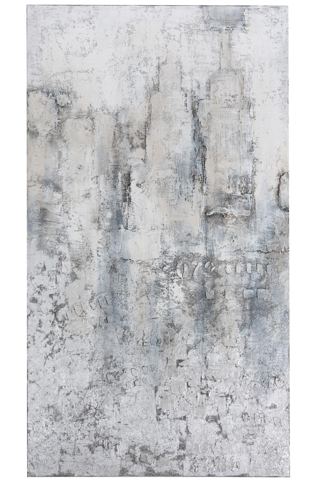 BILD ABSTRAKT STADT KANVAS/HOLZ SILBER/BLAU (100x5,5x180cm)