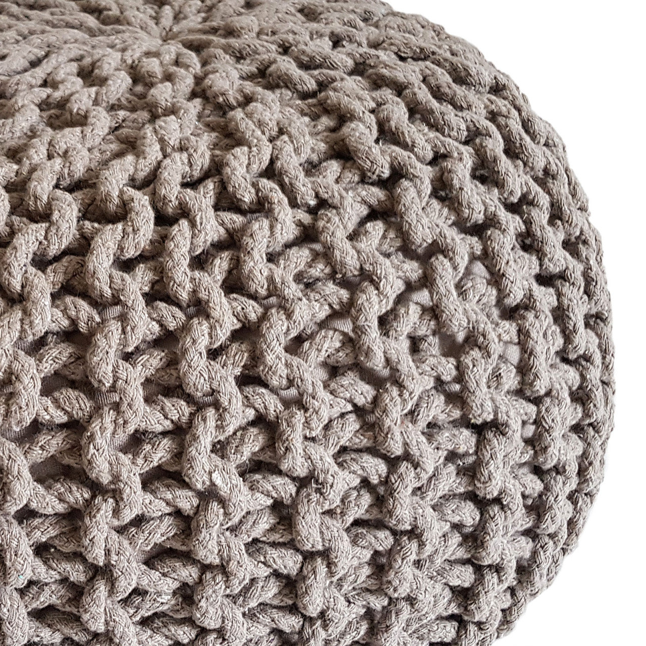 Strickhocker Pouf Ø 45 cm Sitzpouf Sitzpuff Grobstrick-Optik Pouf Strick Bodenkissen Höhe 30 cm