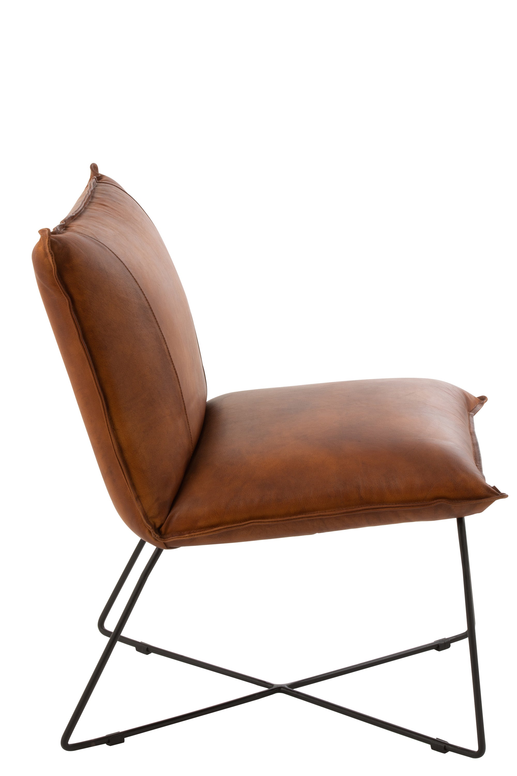 LOUNGE STUHL LOUNGE AVI LEDER/EISEN COGNAC (56,5x65,5x85,5cm)(2x)