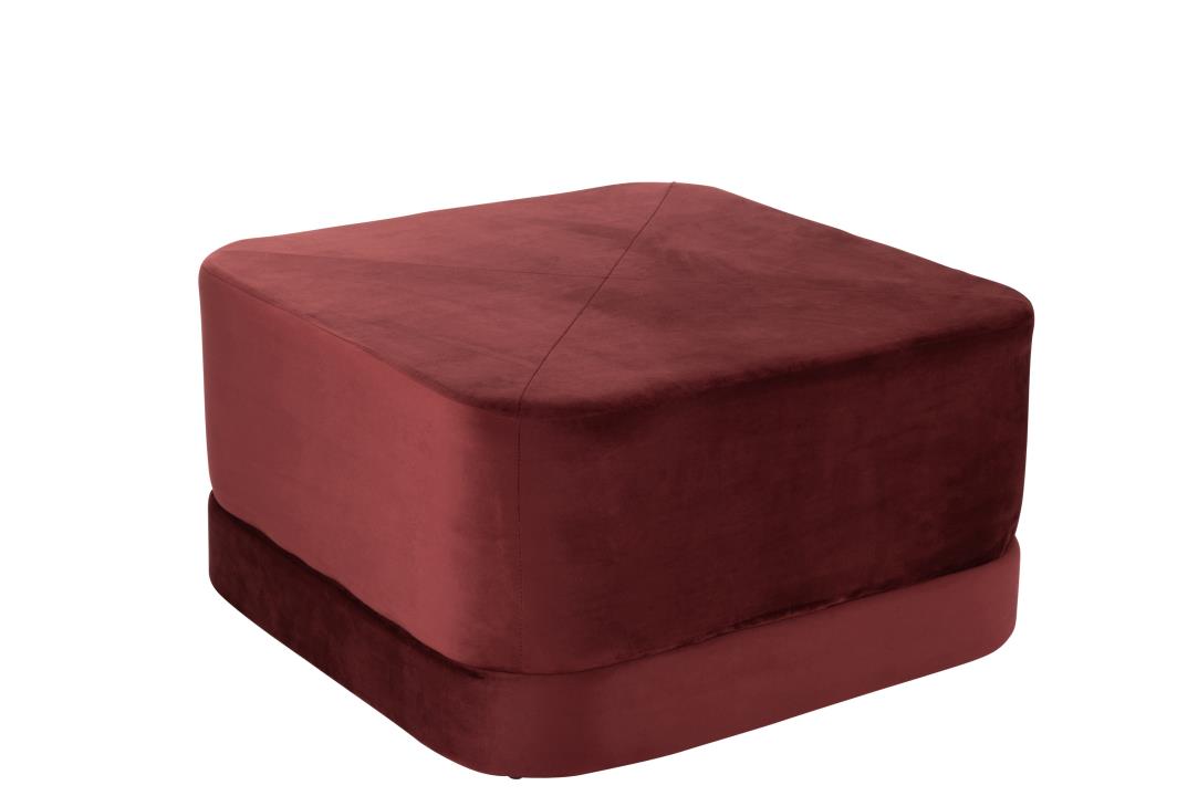 POUF VIERECKIG VELOURS ROT (65x65x35cm)