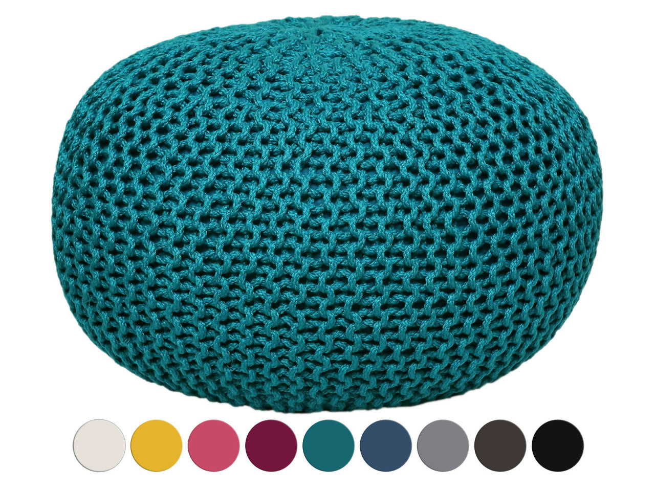 Pouf wasserfest Sitzpouf 100% Outdoor Grobstrick-Optik Ø 55 cm extrahoch 37 cm Garten draußen