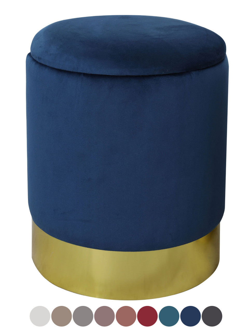 Samthocker Sitzhocker Samt Pouf Sitzpouf Velour Hocker Hochwertig mit Stauraum u. Deckel Ø 31 H 38 c