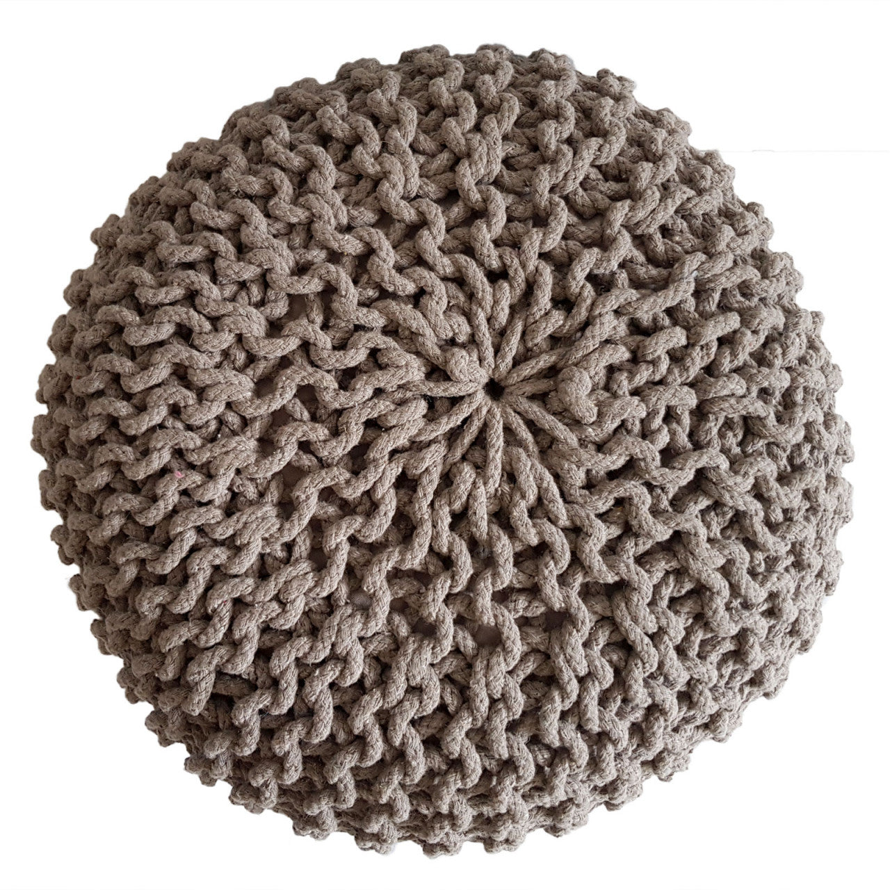 Strickhocker Pouf Ø 45 cm Sitzpouf Sitzpuff Grobstrick-Optik Pouf Strick Bodenkissen Höhe 30 cm