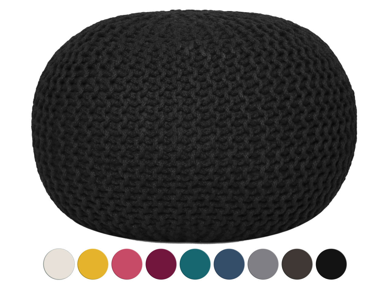 Pouf wasserfest Sitzpouf 100% Outdoor Grobstrick-Optik Ø 55 cm extrahoch 37 cm Garten draußen