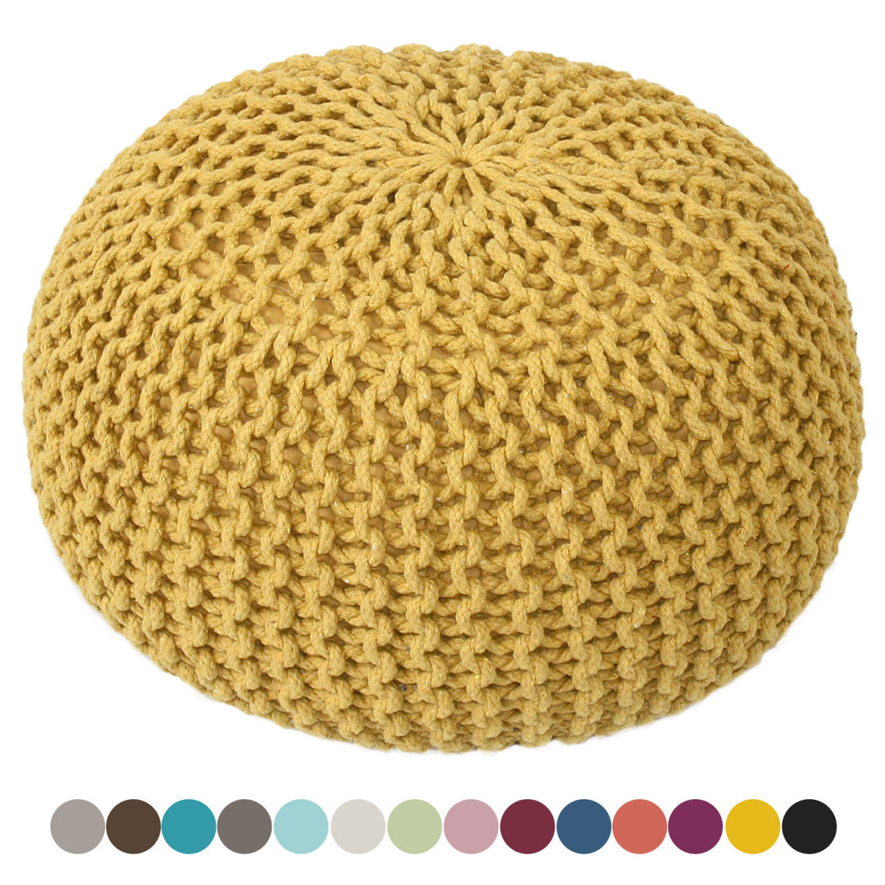 Pouf Ø 55 cm Strickhocker Sitzpouf Sitzpuff Grobstrick-Optik extrahoch Höhe 37 cm