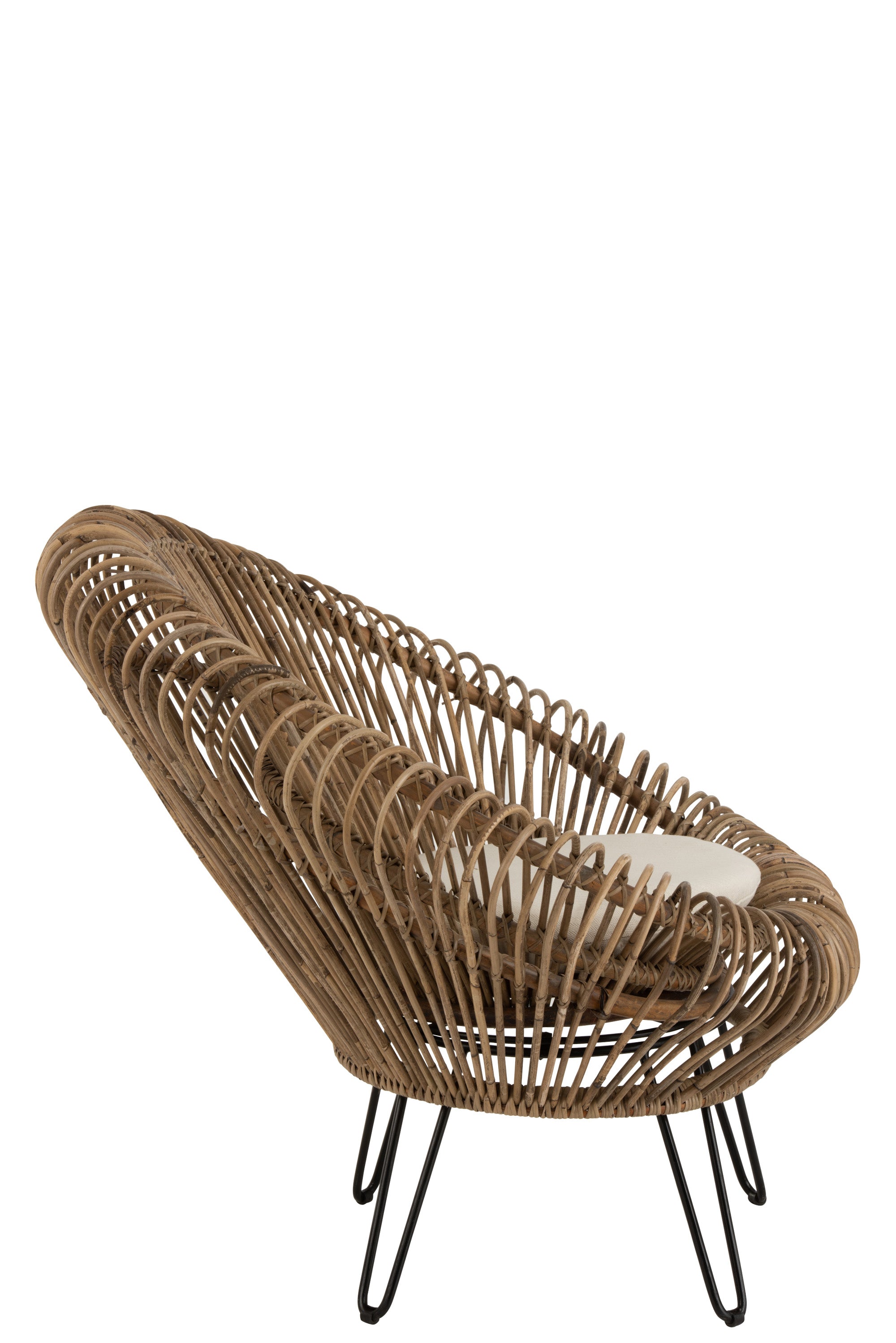 LOUNGE STUHL "VIVI" MIT KISSEN RATTAN NATUR/EISEN