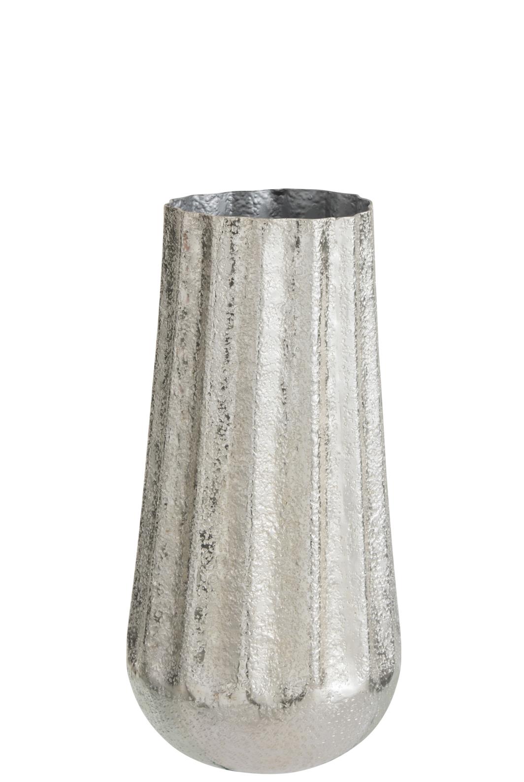 VASE GERIPPT ALU SILBER GRÖSSE S (25x25x49,5cm)