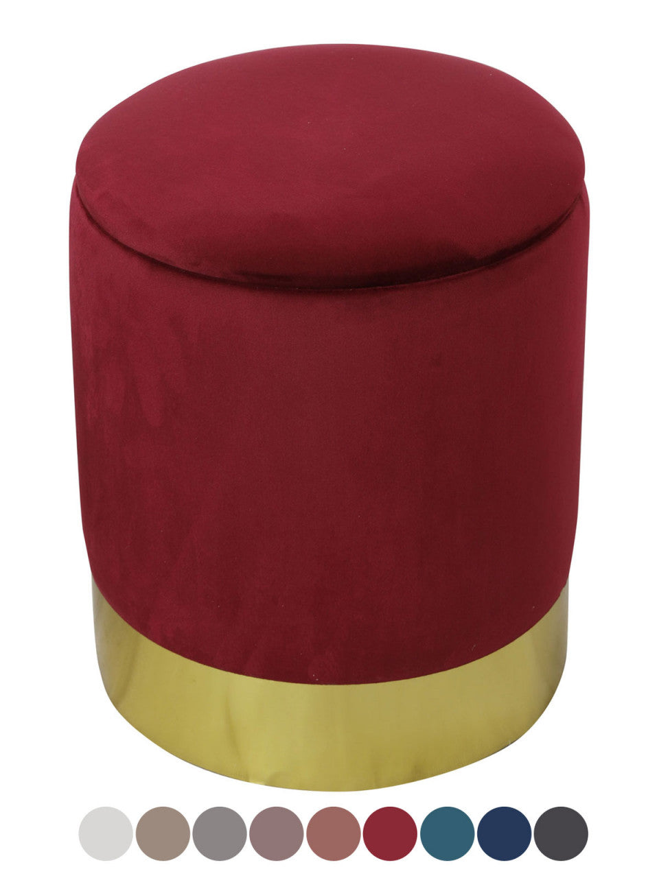 Samthocker Sitzhocker Samt Pouf Sitzpouf Velour Hocker Hochwertig mit Stauraum u. Deckel Ø 31 H 38 c