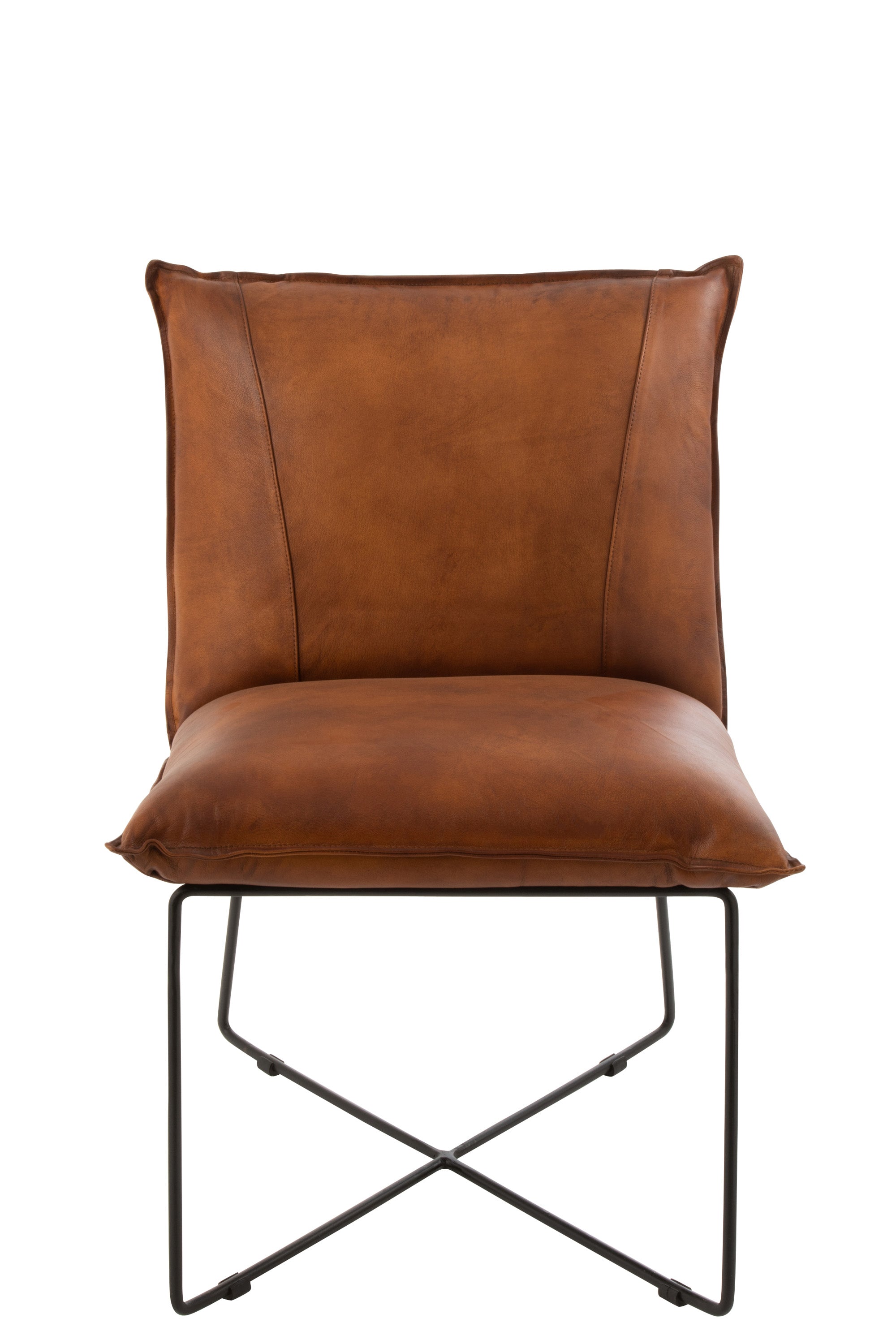 LOUNGE STUHL LOUNGE AVI LEDER/EISEN COGNAC (56,5x65,5x85,5cm)(2x)