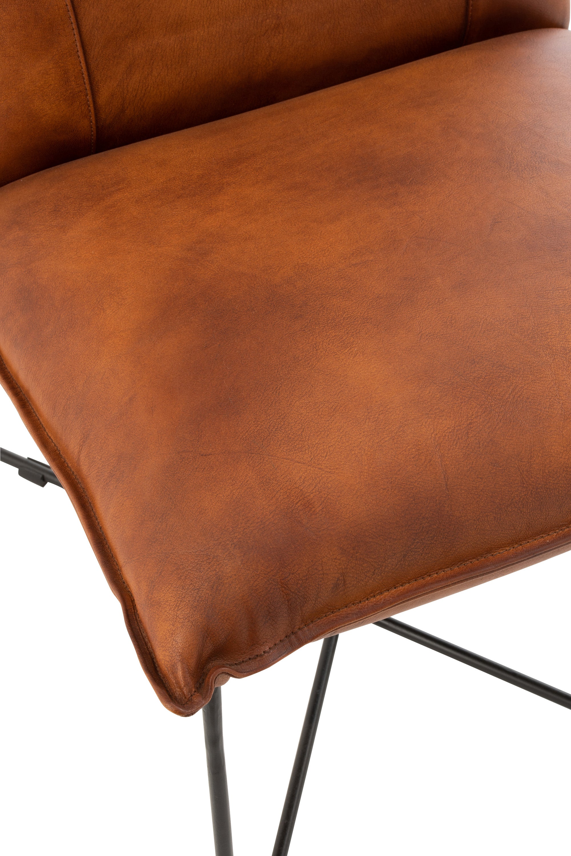 LOUNGE STUHL LOUNGE AVI LEDER/EISEN COGNAC (56,5x65,5x85,5cm)(2x)