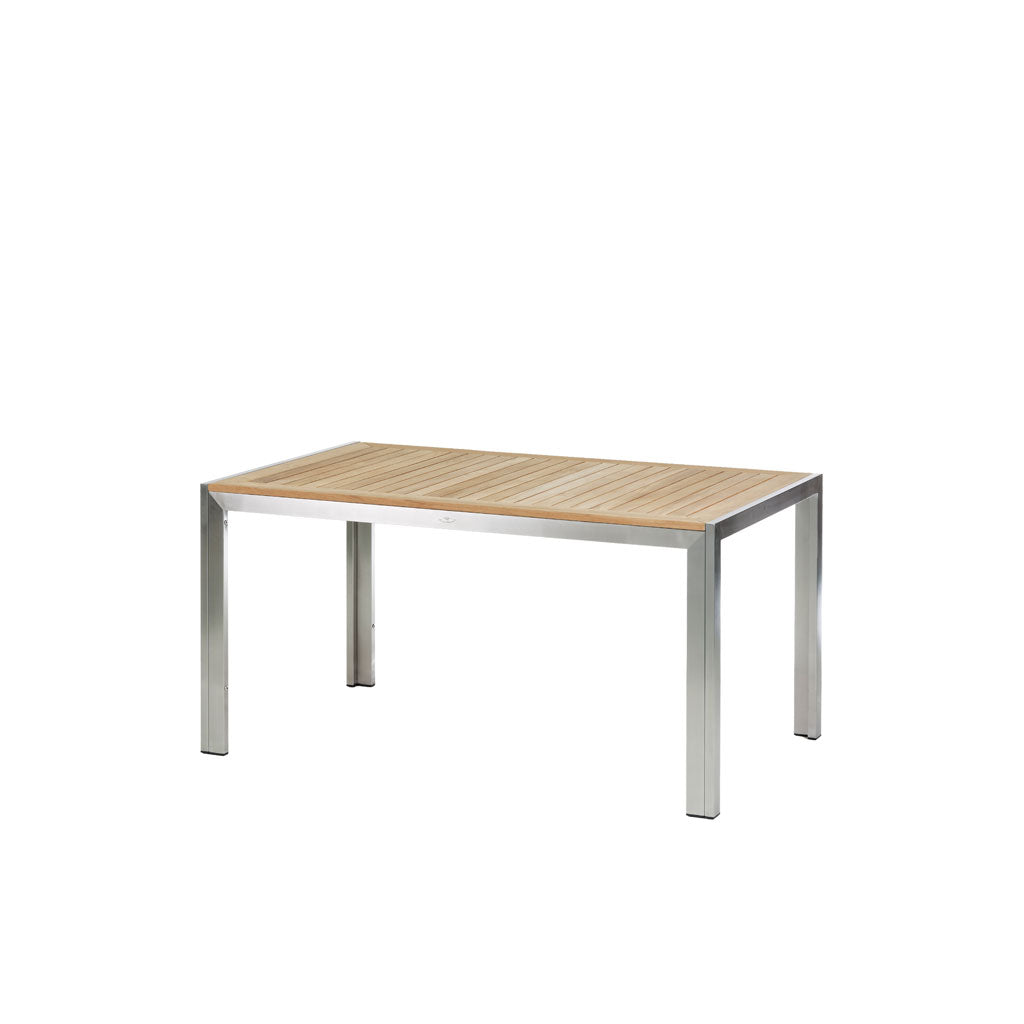 Rechteckiger Gartentisch; Hochwertiger Edelstahl/304-Rahmen mit einer Tischplatte aus Premium Teak